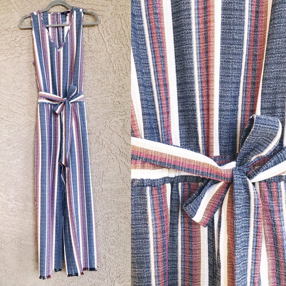 DREW ✨NWT✨ Striped Linen Belted Jumpsuit